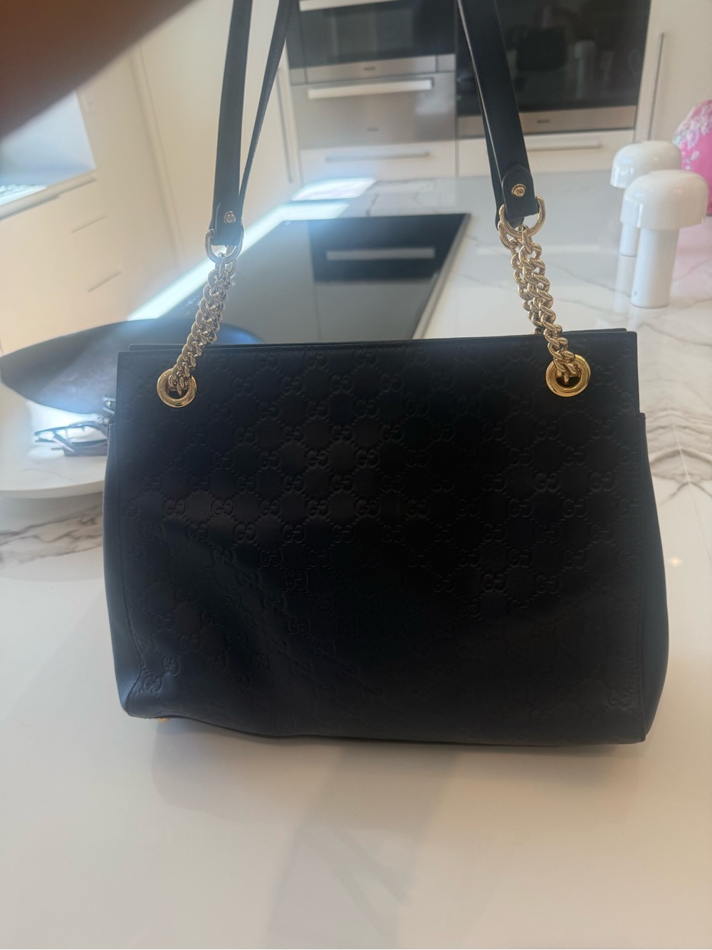 Gucci Guccissa Embossed Leather Shoulder Bag with Gold Chain